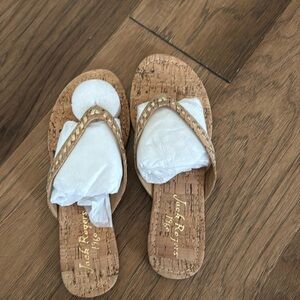 Cork and gold jack rogers